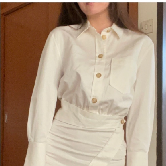 Zara mini shirt dress size XS oyster white color - Picture 4 of 7